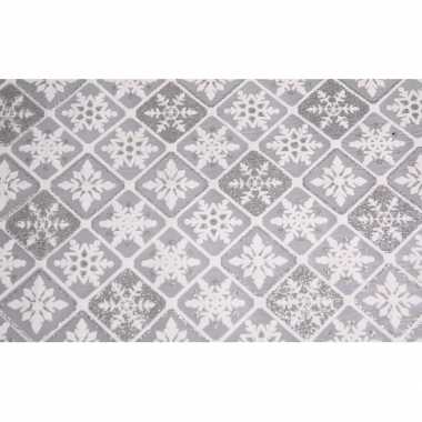 Organza zilver tafelkleed ruit patroon glitters 30 x 270 cm kerstvers