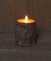 1x bruine berkenhout kleur led kaarsen stompkaarsen 10 cm kerstversiering