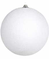 1x grote witte sneeuwbal kerstballen kunststof 13 5 cm kerstversiering