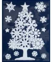 1x kerst raamversiering raamstickers witte kerstboom 29 5 x 40 cm kerstversiering