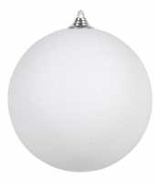 1x witte grote decoratie kerstballen met glitter kunststof 25 cm kerstversiering