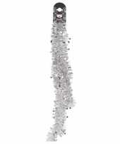 1x zilveren folie slingers guirlandes met sterren 200 cm kerstversiering