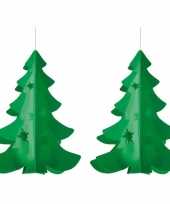 2x papieren hangdecoratie kerstboom kerstversiering