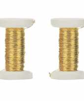 2x stuks goud metallic bind draad koord van 4 mm dikte 40 meter kerstversiering