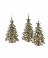 3x gouden glitter kerstboom hanger 16 cm kerstversiering