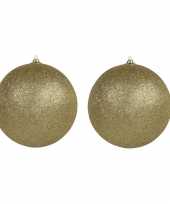 3x gouden grote kerstballen met glitter kunststof 18 cm kerstversiering
