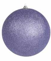 3x paarse grote decoratie kerstballen met glitter kunststof 25 cm kerstversiering