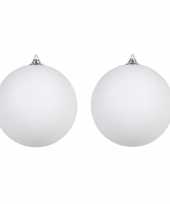3x witte grote kerstballen met glitter kunststof 18 cm kerstversiering