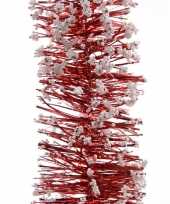 5x kerstboom folie slingers met sneeuw rood 200 cm kerstversiering