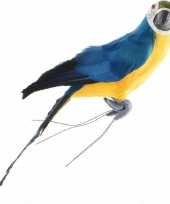 Blauwe decoratie ara papegaaien 34 cm vogeltjes dierenbeelden kerstversiering
