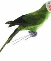 Groene decoratie ara papegaaien 34 cm vogeltjes dierenbeelden kerstversiering