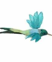 Hobby kolibrie decoratie op clip blauw 15 cm kerstversiering