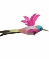 Hobby kolibrie decoratie op clip roze 15 cm kerstversiering