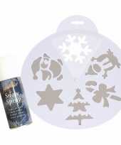 Kerst raamdecoratie sjablonen 6 stuks 30 cm met sneeuwspray kerstversiering