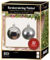 Kerstballen met ster piek set zilver voor 120 cm kerstboom kerstversiering