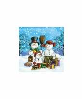 Kerstversiering servetten met sneeuwpop