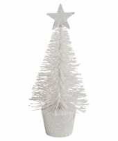 Kerstversiering witte glitter kerstbomen kerstboompjes 15 cm