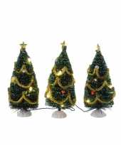 Kleine kerstboom met led lampjes en versiering 15 cm kerstversiering