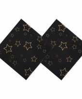 Oud en nieuw servetten met gouden sterren 25 x 25 cm kerstversiering
