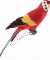Rode decoratie ara papegaaien 34 cm vogeltjes dierenbeelden kerstversiering