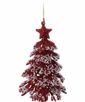 Rode glitter kerstboom 16 cm kerstversiering