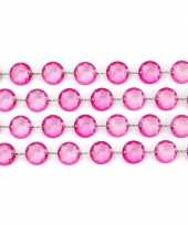 Roze slinger met kristalletjes kerstversiering