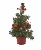 Tafelmodel kerstboompje met rode versiering 32 cm kerstversiering